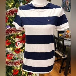 Tommy Hilfiger Navy and White Striped Tee